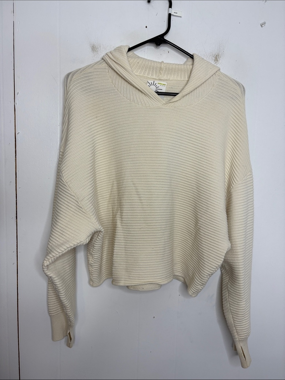 Aerie Offline Sweater Womens Small Dolman Cropped Casual Hoodie Lounge Neutral